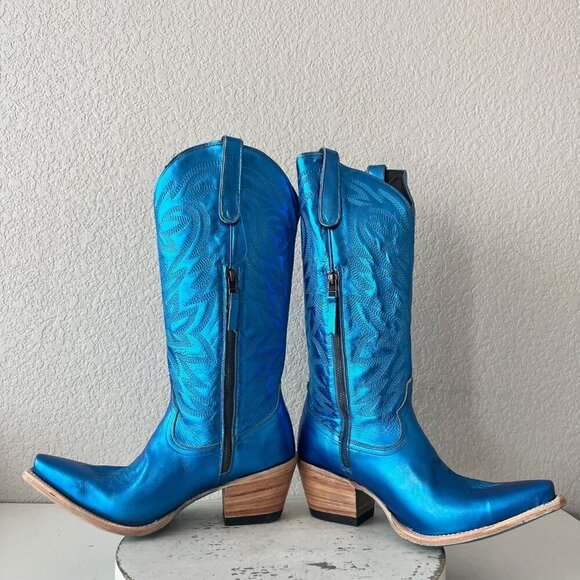 Lane SMOKESHOW Womens Cowboy Boots 10 Blue Western Cowgirl Mid Calf Pointed Toe - Picture 7 of 12